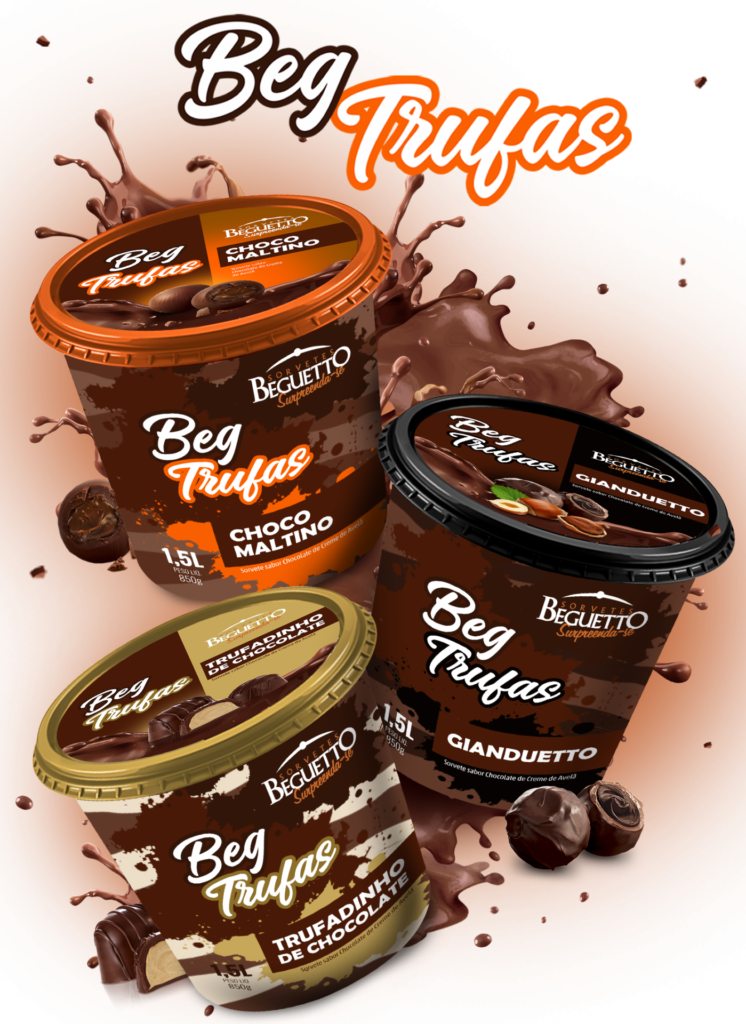 BEGUETTO SORVETES | NOVAS EMBALAGENS LINHA BEG TRUFAS - Tact Design